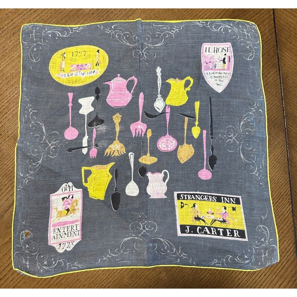 MCM Pat Prichard Cotton Linen Handkerchief Green and Pink J Carter Inn